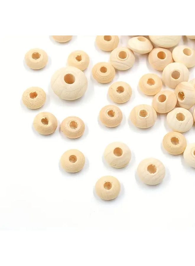 150 قطعة من الخرز الخشبي المسطح المستدير مقاس 12 مم للحرف اليدوية DIY والمجوهرات وزينة العطلات - Image 2